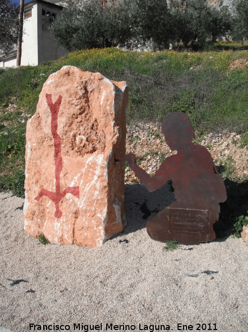 Pinturas rupestres del Abrigo de la Calera - Pinturas rupestres del Abrigo de la Calera. Reproducci�n de la V�a Verde