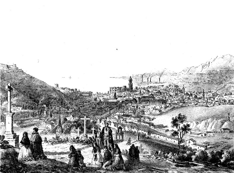 M�laga - M�laga. Dibujo de F. J. Parcerisa 1850