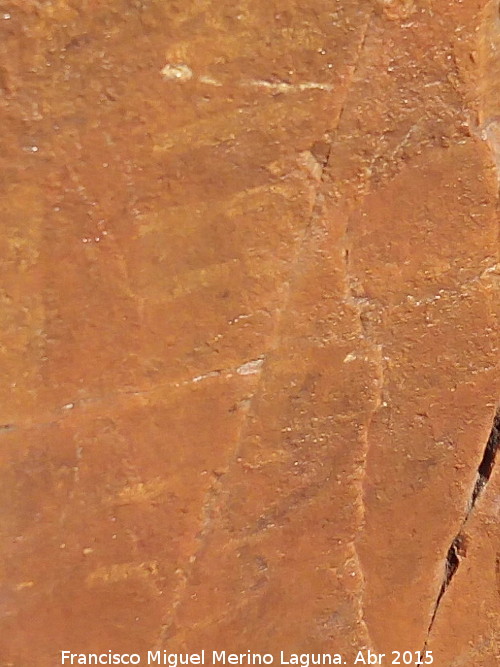 Pinturas rupestres del Abrigo de la Cueva del Santo Grupo II - Pinturas rupestres del Abrigo de la Cueva del Santo Grupo II. Barras paralelas blancas