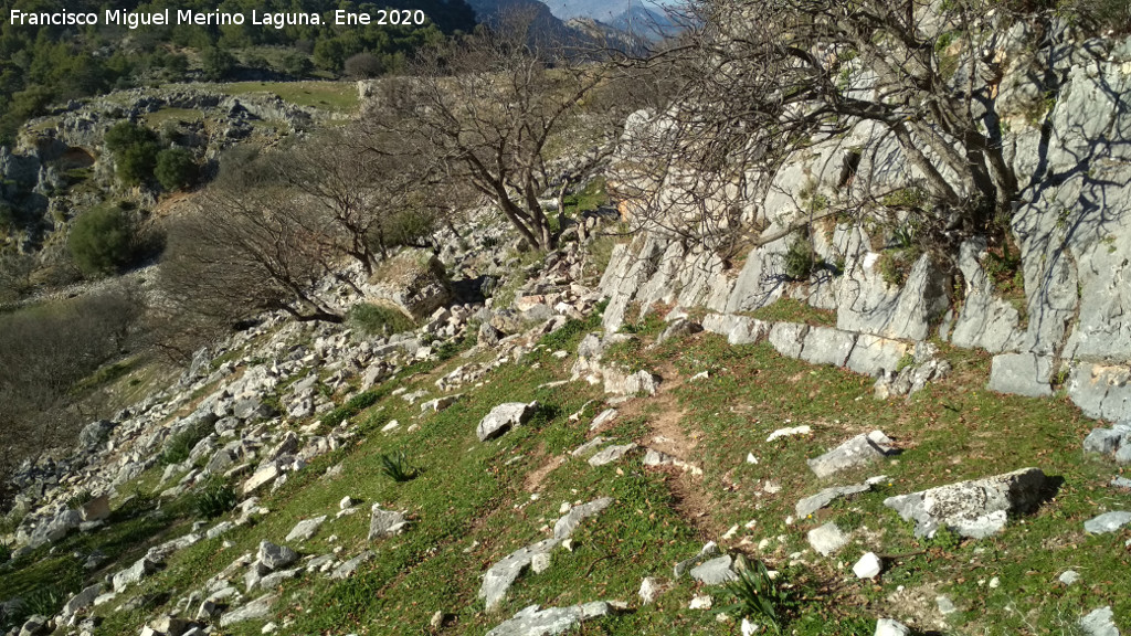 Castillo de Oti�ar. Muralla Oeste - Castillo de Oti�ar. Muralla Oeste. Situaci�n del lienzo ca�do