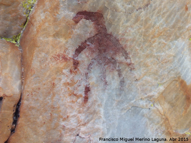 Pinturas rupestres del Arroyo del Santo - Pinturas rupestres del Arroyo del Santo. Grupo I. Antropomorfo central sobre un estrellado