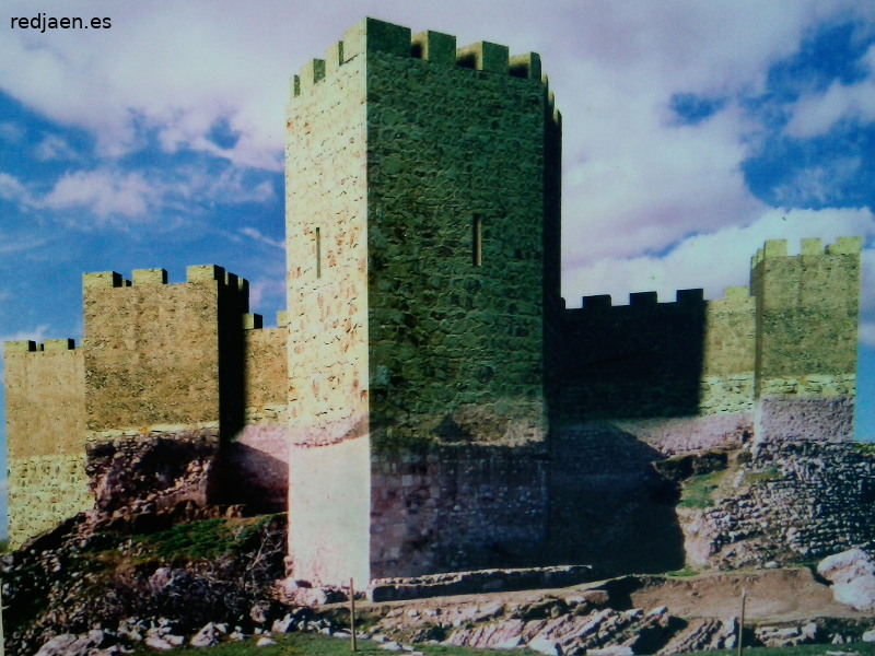 Castillo de Alarcos - Castillo de Alarcos. Reconstrucci�n virtual de un panel informativo