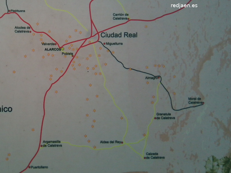Volc�n de la Posadilla - Volc�n de la Posadilla. Localizaci�n de los volcanes en el Campo de Calatrava. Panel informativo