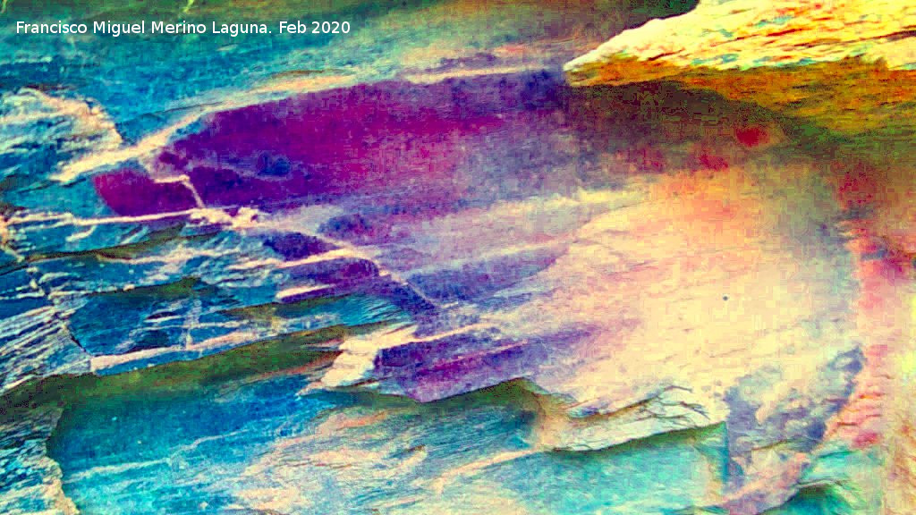 Pinturas rupestres del Abrigo del Guadal�n III - Pinturas rupestres del Abrigo del Guadal�n III. Tratada con Dstretch