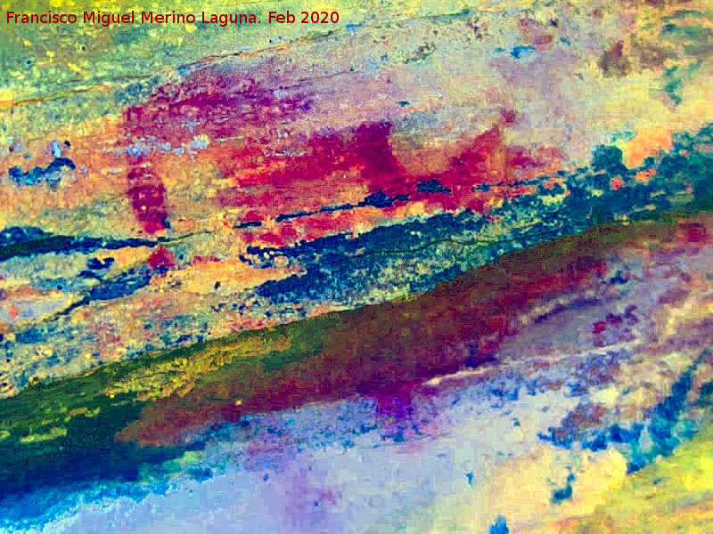 Pinturas rupestres del Abrigo del Guadal�n III - Pinturas rupestres del Abrigo del Guadal�n III. Tratada con Dstretch