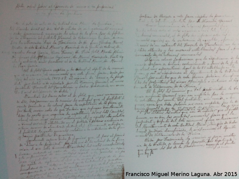 Historia de Villanueva de la Reina - Historia de Villanueva de la Reina. Carta de acceso a la propiedad de una parcela en La Quinter�a