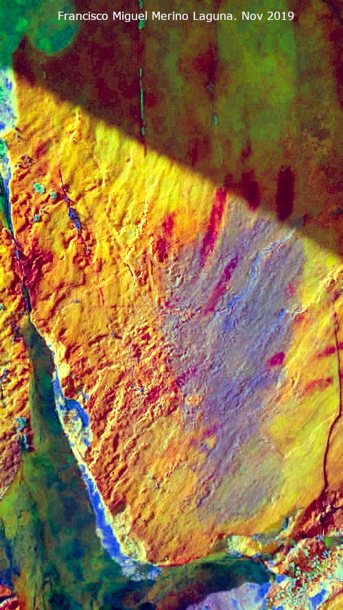 Pinturas rupestres del Arroyo del Chortal III - Pinturas rupestres del Arroyo del Chortal III. Tratada con Dstretch