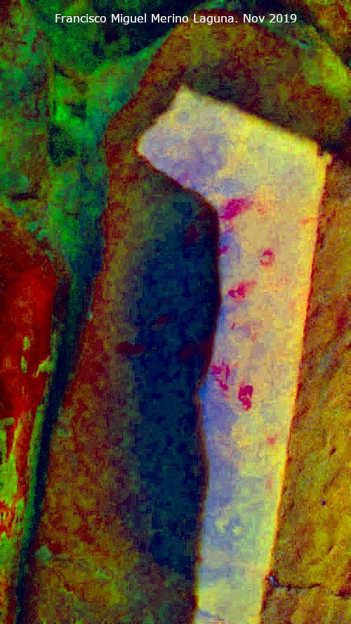 Pinturas rupestres del Arroyo del Chortal III - Pinturas rupestres del Arroyo del Chortal III. Tratada con Dstretch