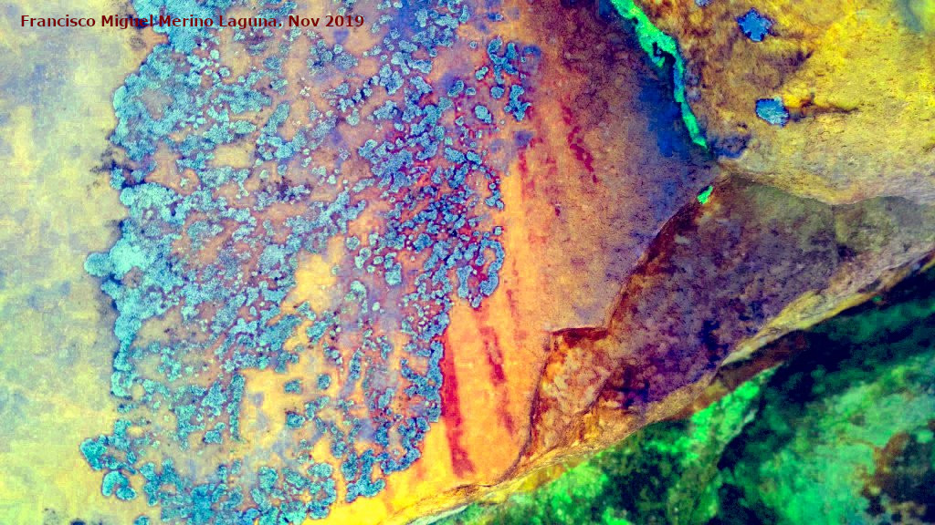 Pinturas rupestres del Arroyo del Chortal III - Pinturas rupestres del Arroyo del Chortal III. Tratada con Dstretch