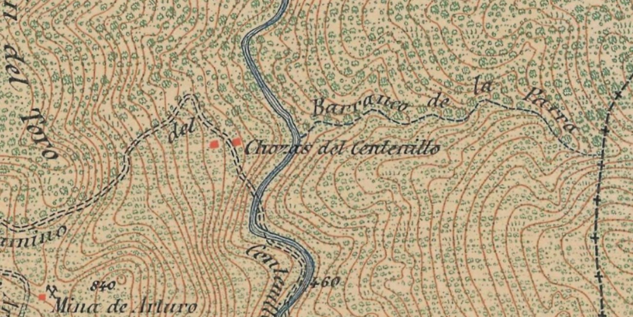 Cerro Chozas del Centenillo - Cerro Chozas del Centenillo. Mapa antiguo