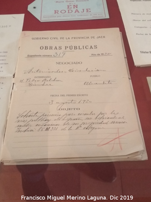 1920 - 1920. Permiso de circulaci�n en Alcaudete de 1920. Archivo Hist�rico Provincial