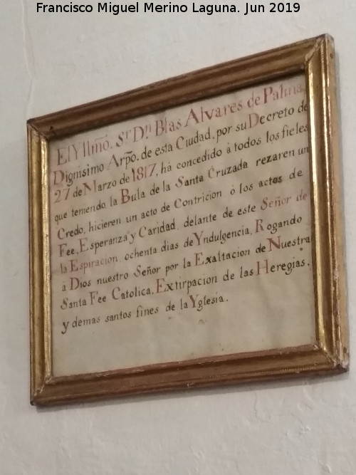 Iglesia de San Pedro y San Pablo. Capilla de Jes�s de la Sentencia - Iglesia de San Pedro y San Pablo. Capilla de Jes�s de la Sentencia. Bula de 1817