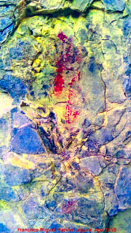 Pinturas rupestres del Abrigo de Mingo L�pez I - Pinturas rupestres del Abrigo de Mingo L�pez I. Manchas tratadas con Dstretch