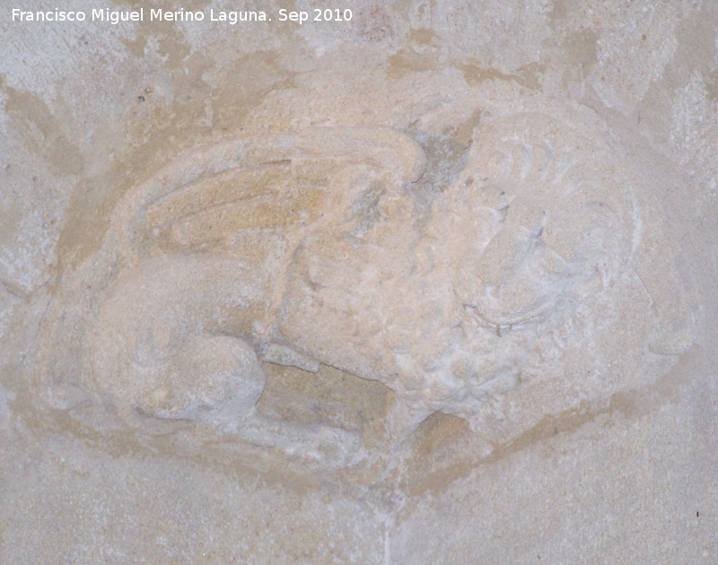 La Mota. Iglesia Mayor Abacial. Habit�culo de la torre - La Mota. Iglesia Mayor Abacial. Habit�culo de la torre. S�mbolo de San Marcos