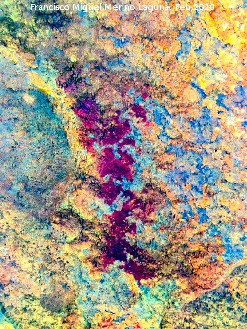 Pinturas rupestres Abrigo Este de las Pe�as de Castro IV - Pinturas rupestres Abrigo Este de las Pe�as de Castro IV. Tratada con Dstretch