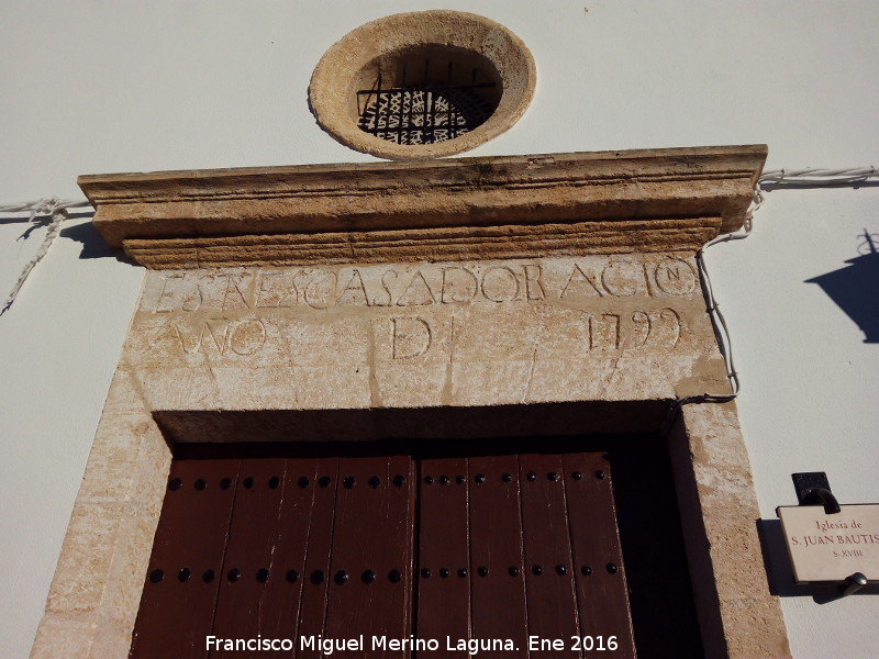 Iglesia de Ribera Alta - Iglesia de Ribera Alta. Portada con inscripci�n y a�o