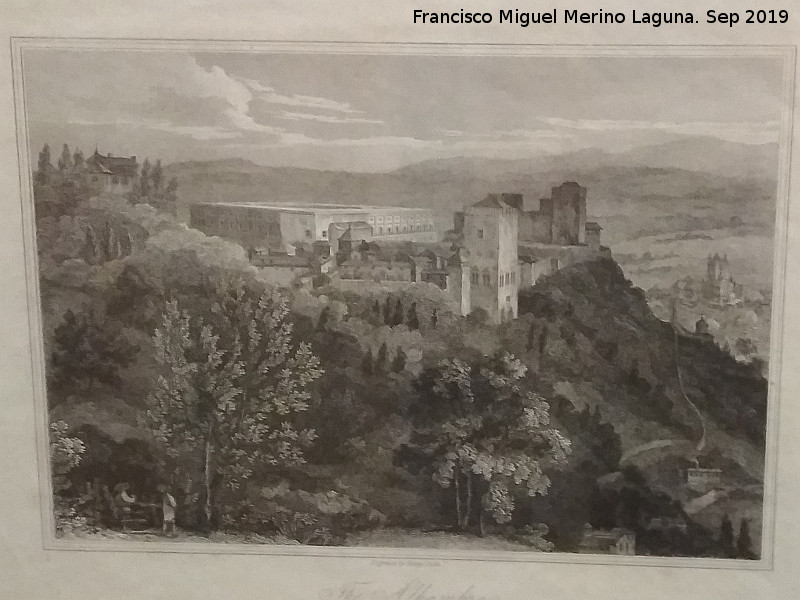 Alhambra. Palacio de Carlos V - Alhambra. Palacio de Carlos V. Dibujo antiguo. Casa de los Tiros