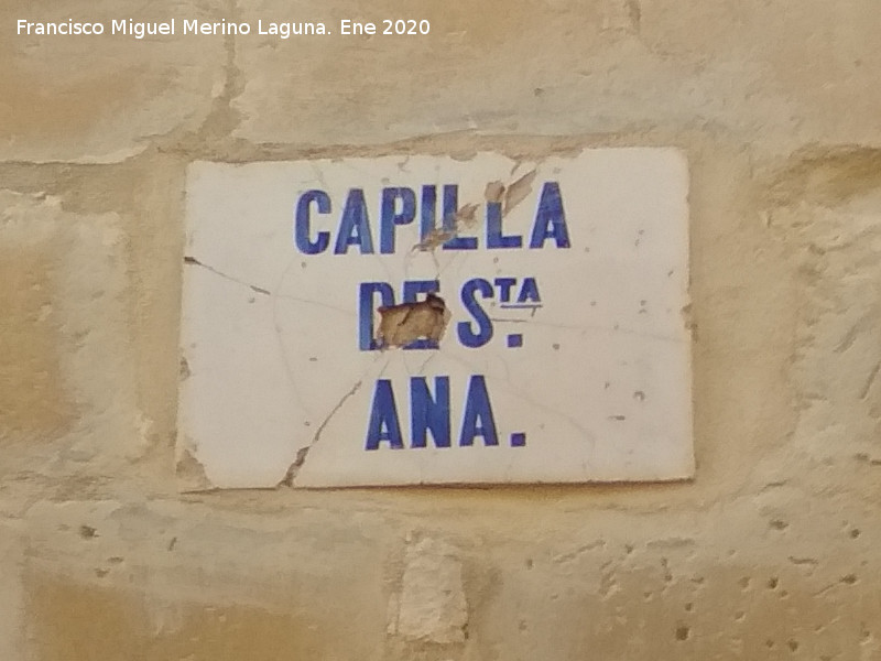 Capilla de Santa Ana - Capilla de Santa Ana. Placa