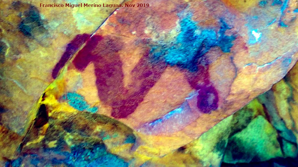 Pinturas rupestres del Cimbarrillo de Mar�a Antonia II - Pinturas rupestres del Cimbarrillo de Mar�a Antonia II. Tratada con Dstretch