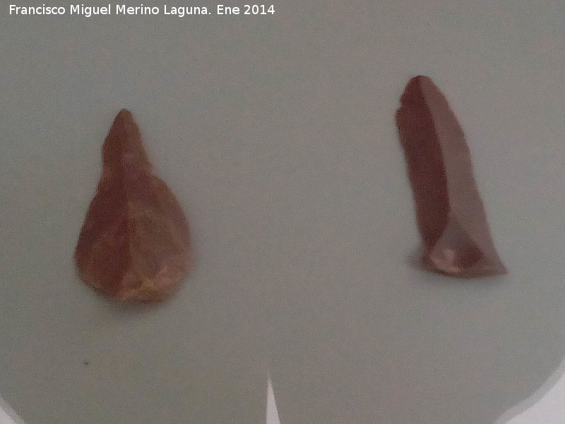 Historia de V�lez-M�laga - Historia de V�lez-M�laga. Flecha y cuchillo de s�lex. Museo arqueol�gico de V�lez-M�laga