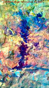 Pinturas rupestres del Abrigo de Mingo. Tratada con Dstretch