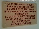 Santuario de Ntra Sra de la Encarnacin. Placa de la electrificacin