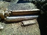 Calatrava la Vieja. Alczar. Fuste de columna reutilizado como escaln