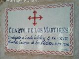 Santuario de Ntra Sra de la Encarnacin. Cuarto de los Mrtires. Placa