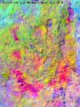 Pinturas rupestres del Abrigo de Mingo L�pez I. Figura en U. Tratada con Dstretch