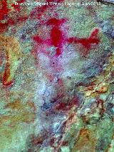 Pinturas rupestres del Abrigo de Mingo L�pez I. Antropomorfo tratado con Dstretch