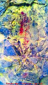 Pinturas rupestres del Abrigo de Mingo L�pez I. Manchas tratadas con Dstretch