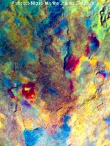 Pinturas rupestres del Abrigo del Almendro II. Tratada con Dstretch