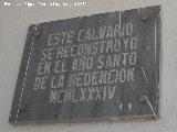 Ermita de El Calvario. Placa