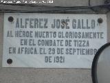 Casa del Alferez Jos� Gallo. Placa