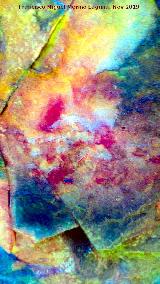 Pinturas rupestres del Cimbarrillo de Mar�a Antonia II. Tratada con Dstretch
