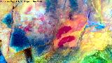 Pinturas rupestres del Cimbarrillo de Mar�a Antonia II. Tratada con Dstretch